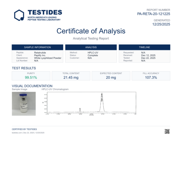 Retatrutide Test Report   Peptify Canadian Peptides Online