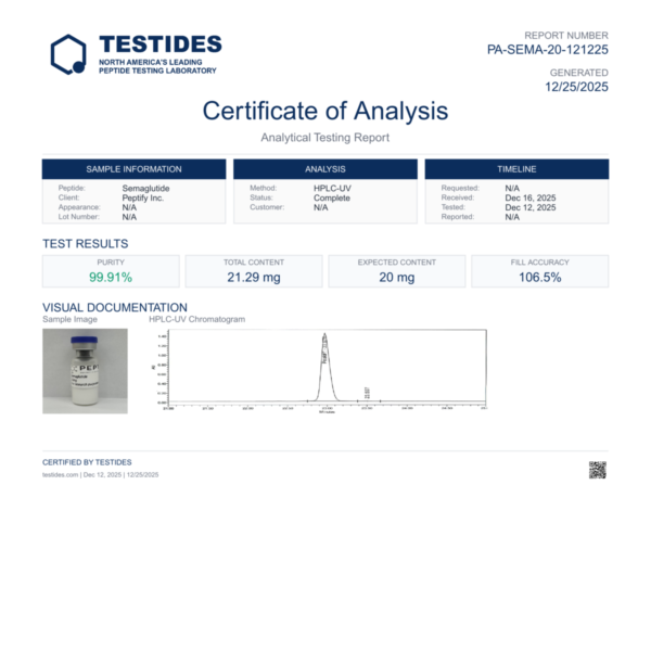 Semaglutide Test Report   Peptify Canadian Peptides Online